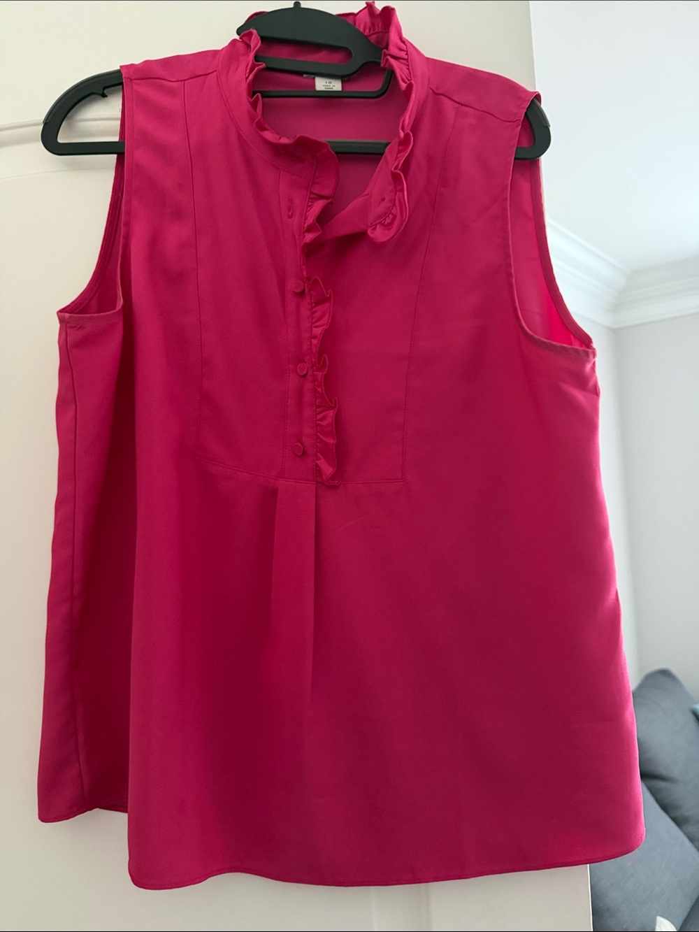J. Crew Sleeveless Ruffle Placket Camisole - Hot Pink